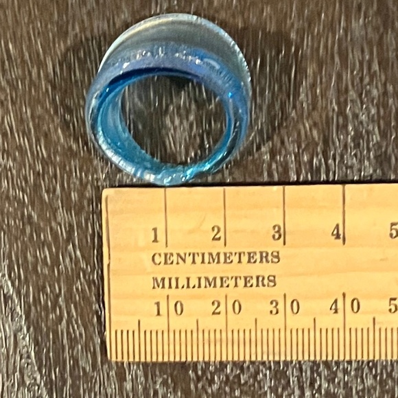 Glass Teal and Silver Ring - Picture 3 of 5